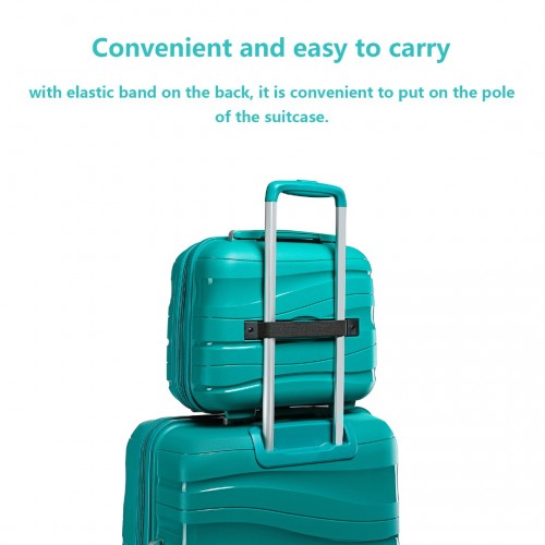 K2094L - Kono 14 hüvelykes könnyű polipropilén keményhéjú kozmetikai tok - kékeszöld