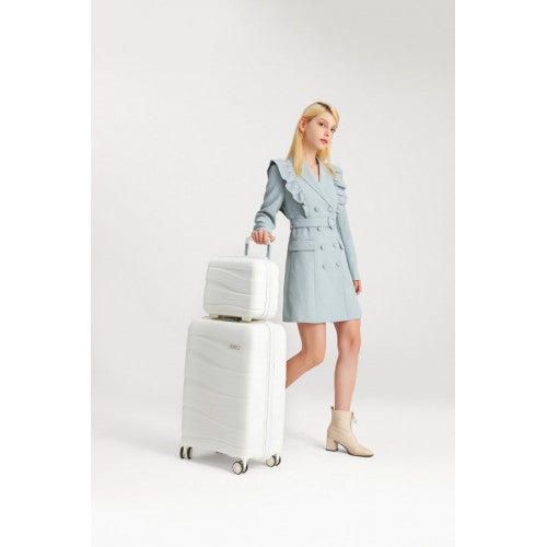 K2094L - Kono 14 hüvelykes könnyű polipropilén keményhéjú kozmetikai tok - krémfehér