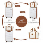 Kono 20 Zoll Polypropylen Kabinengröße Koffer 3-teiliges Reiseset mit Wochenendtasche und Kulturtasche