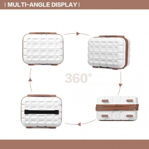 K2292L - Kono 13 hüvelykes könnyű, kemény héjú ABS sminktáska - fehér