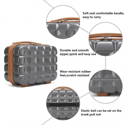 K2292L - Kono 13 hüvelykes könnyű, kemény héjú ABS sminktáska - szürke
