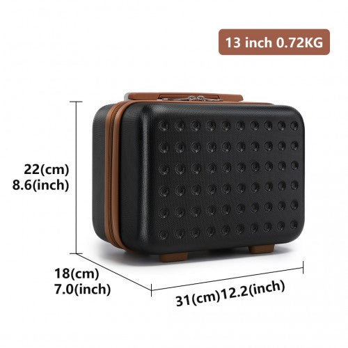 K2394L - Kono 13 hüvelykes speciális keményhéjú ABS sminktáska - fekete