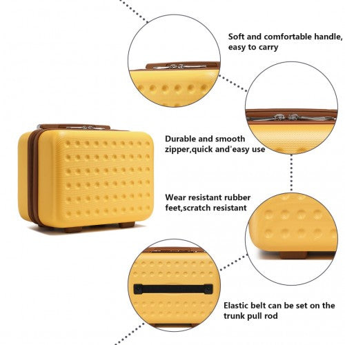 K2394L - Kono 13 hüvelykes speciális keményhéjú ABS sminktáska - sárga