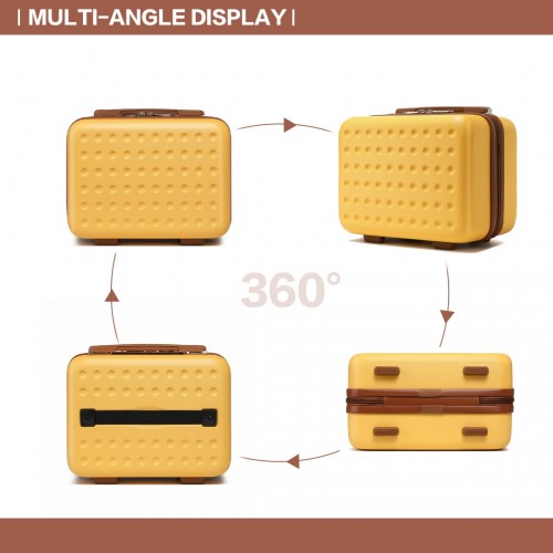 K2394L - Kono 13 hüvelykes speciális keményhéjú ABS sminktáska - sárga