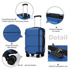 Kono 20 Zoll Hochwertig ABS Kabinen-Tragekoffer mit sicherem Kombinationsschloss für müheloses Reisen