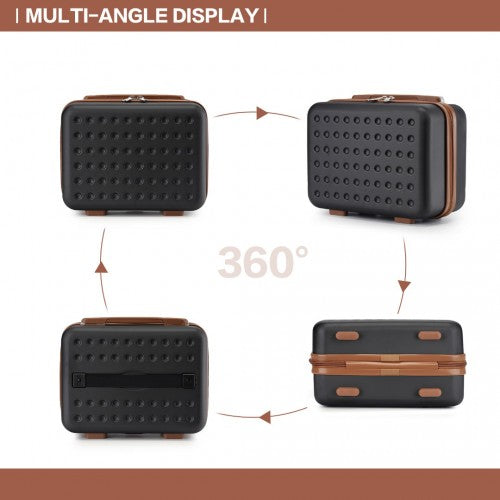 KSK2486 - Kono stílusos ABS+PC 13 hüvelykes pöttyös keményhéjú sminktáska - fekete és barna