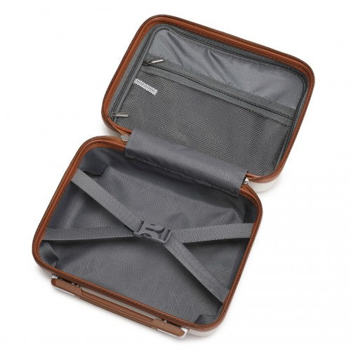 Kono Stilvoll 13 Zoll Polka Dot Hartschale Schminktasche - Creme/Braun