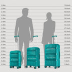 KSK2492 - Kono 3-teiliges PP-Hartschalen-Kofferset – Haltbare Reisekoffer mit TSA-Schloss und 360-Grad-Dreirädern - Blau und Grün