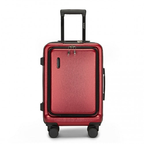 KSK2493 - Kono tartós 20 hüvelykes kemény héjú kabin gurulós kocsi ABS+PC-ből, TSA zárral és elülső laptop rekesszel - Bordó