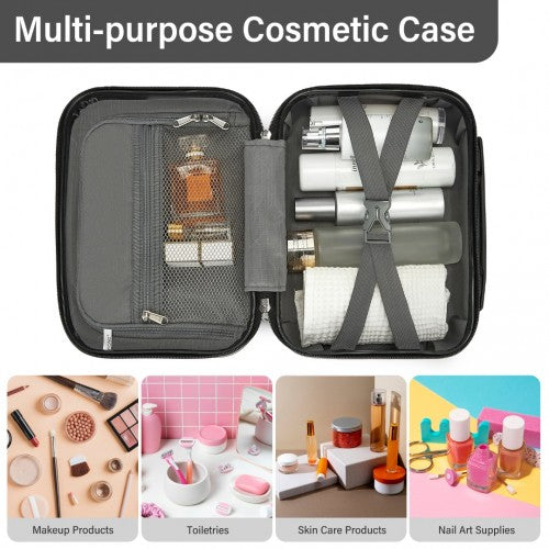 KSK2493 - Kono 12-Zoll-Hartschalen-Make-up-Tasche – Haltbarer Reise-Make-up-Organisator mit YKK-Reißverschluss - Grau