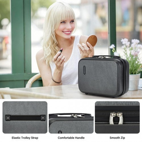 KSK2493 - Kono 12-Zoll-Hartschalen-Make-up-Tasche – Haltbarer Reise-Make-up-Organisator mit YKK-Reißverschluss - Grau