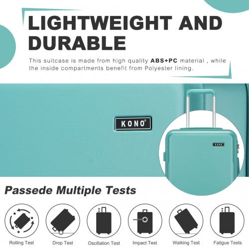 KSK2494 - Kono 3-teiliges minimalistisches Hartschalen-Gepäckset aus ABS+PC mit TSA-Schloss und 360°-Drehrollen - Blau