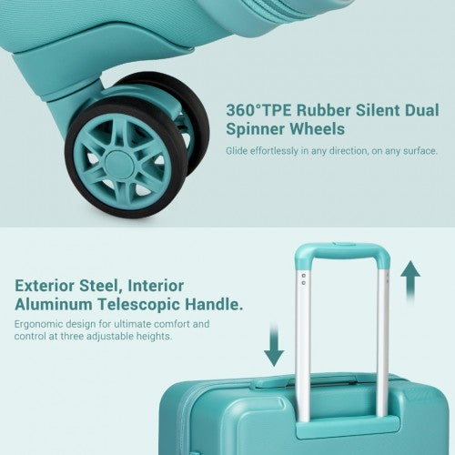 KSK2494 - Kono 3-teiliges minimalistisches Hartschalen-Gepäckset aus ABS+PC mit TSA-Schloss und 360°-Drehrollen - Blau