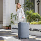 KSK2494 - Kono 3-teiliges minimalistisches Hartschalen-Gepäckset aus ABS+PC mit TSA-Schloss und 360°-Drehrollen - Denimblau