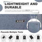 KSK2494 - Kono 3-teiliges minimalistisches Hartschalen-Gepäckset aus ABS+PC mit TSA-Schloss und 360°-Drehrollen - Denimblau