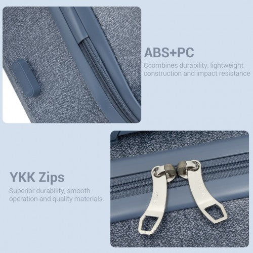 KSK2494 - Kono 3-teiliges minimalistisches Hartschalen-Gepäckset aus ABS+PC mit TSA-Schloss und 360°-Drehrollen - Denimblau