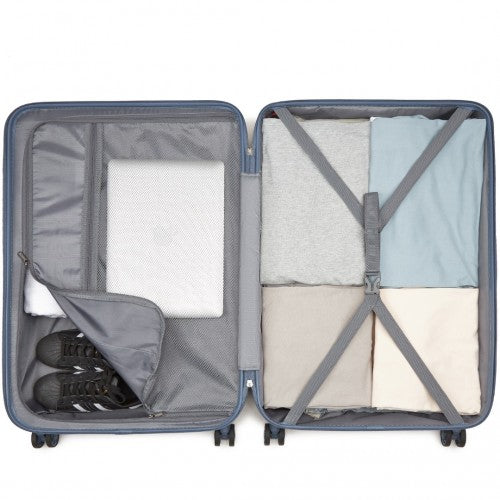 KSS2495 - Supercase 3-teiliges Hartschalen-Kofferset aus ABS+PC mit elegantem geometrischem Muster und TSA-Schloss für müheloses Reisen – Denimblau