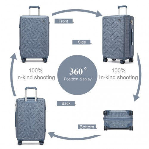 KSS2495 - Supercase 3-teiliges Hartschalen-Kofferset aus ABS+PC mit elegantem geometrischem Muster und TSA-Schloss für müheloses Reisen – Denimblau