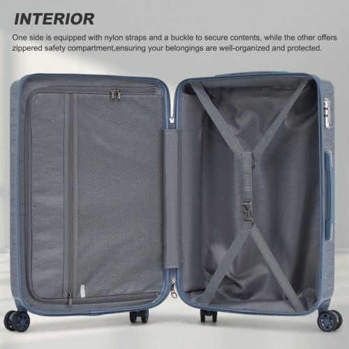 KSS2495 - Supercase 3-teiliges Hartschalen-Kofferset aus ABS+PC mit elegantem geometrischem Muster und TSA-Schloss für müheloses Reisen – Denimblau