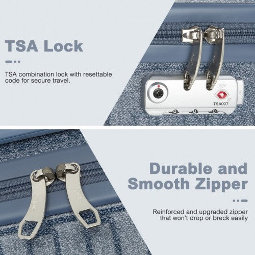 KSS2495 - Supercase 3-teiliges Hartschalen-Kofferset aus ABS+PC mit elegantem geometrischem Muster und TSA-Schloss für müheloses Reisen – Denimblau