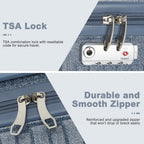 KSS2495 - Supercase 3-teiliges Hartschalen-Kofferset aus ABS+PC mit elegantem geometrischem Muster und TSA-Schloss für müheloses Reisen – Denimblau