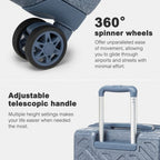 KSS2495 - Supercase 3-teiliges Hartschalen-Kofferset aus ABS+PC mit elegantem geometrischem Muster und TSA-Schloss für müheloses Reisen – Denimblau