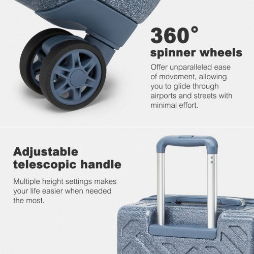 KSS2495 - Supercase 3-teiliges Hartschalen-Kofferset aus ABS+PC mit elegantem geometrischem Muster und TSA-Schloss für müheloses Reisen – Denimblau