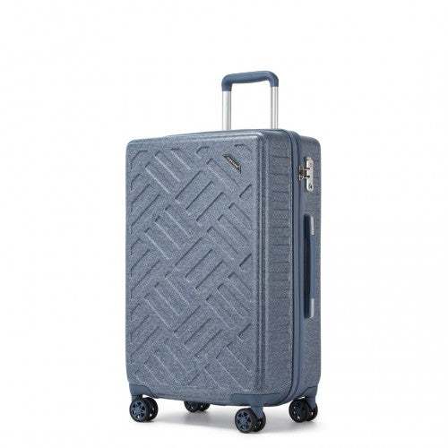 KSS2495 - Supercase 3-teiliges Hartschalen-Kofferset aus ABS+PC mit elegantem geometrischem Muster und TSA-Schloss für müheloses Reisen – Denimblau