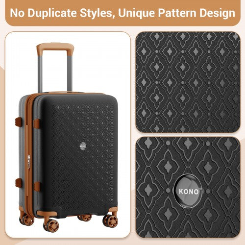 KSK2594 - Kono PP 20 hüvelykes kemény héjú, bővíthető bőrönd – könnyű bőrönd TSA zárral és integrált pohártartóval - fekete és barna