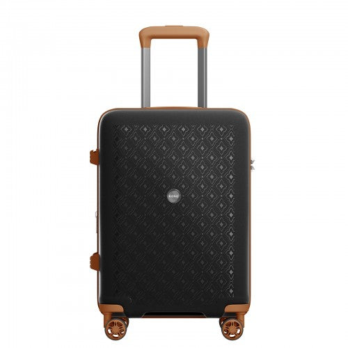 KSK2594 - Kono PP 20 hüvelykes kemény héjú, bővíthető bőrönd – könnyű bőrönd TSA zárral és integrált pohártartóval - fekete és barna