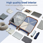 KSK2594 - Kono PP 20/24/28-Zoll-Hartschale-ausziehbares Gepäck – Leichter Koffer mit TSA-Schloss & integriertem Becherhalter - Marineblau und Braun