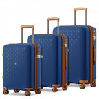 KSK2594 - Kono PP 20/24/28-Zoll-Hartschale-ausziehbares Gepäck – Leichter Koffer mit TSA-Schloss & integriertem Becherhalter - Marineblau und Braun