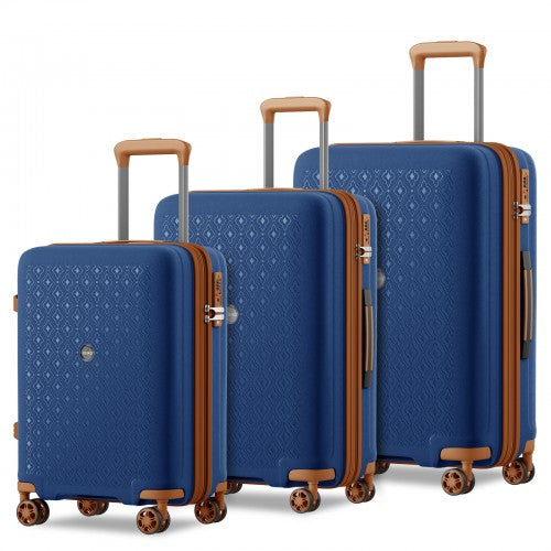 KSK2594 - Kono PP 20/24/28-Zoll-Hartschale-ausziehbares Gepäck – Leichter Koffer mit TSA-Schloss & integriertem Becherhalter - Marineblau und Braun