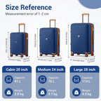KSK2594 - Kono PP 20/24/28-Zoll-Hartschale-ausziehbares Gepäck – Leichter Koffer mit TSA-Schloss & integriertem Becherhalter - Marineblau und Braun