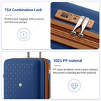 KSK2594 - Kono PP 20/24/28-Zoll-Hartschale-ausziehbares Gepäck – Leichter Koffer mit TSA-Schloss & integriertem Becherhalter - Marineblau und Braun