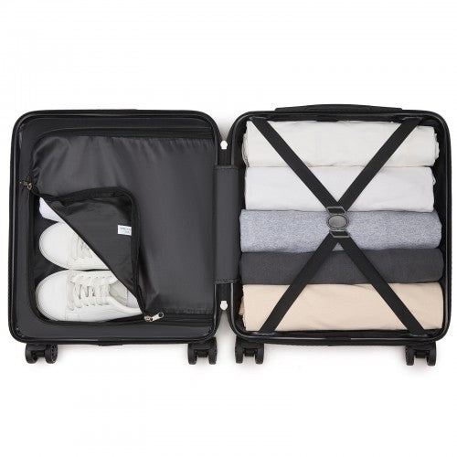 KSK2596 - Kono 16-Zoll-ABS-Hartschale-Kabinenkoffer unter dem Sitz mit Drehrollen - Schwarz