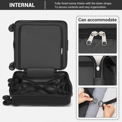 KSK2596 - Kono 16-Zoll-ABS-Hartschale-Kabinenkoffer unter dem Sitz mit Drehrollen - Schwarz