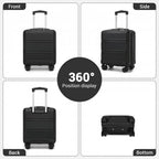 KSK2596 - Kono 16-Zoll-ABS-Hartschale-Kabinenkoffer unter dem Sitz mit Drehrollen - Schwarz