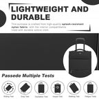 KSN2593 - Leichte Softshell-Walizka von 20 Zoll für Frauen mit Drehrollen und geräumigen Fächern - Schwarz