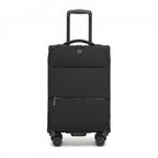 KSN2593 - Leichte Softshell-Walizka von 20 Zoll für Frauen mit Drehrollen und geräumigen Fächern - Schwarz