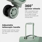 KSN2593 - Leichte Softshell-Walizka von 20 Zoll für Frauen mit Drehrollen und geräumigen Fächern - Grün