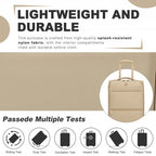 KSN2593 - Leichte Softshell-Walizka von 20 Zoll für Frauen mit Drehrollen und geräumigen Fächern - Khaki