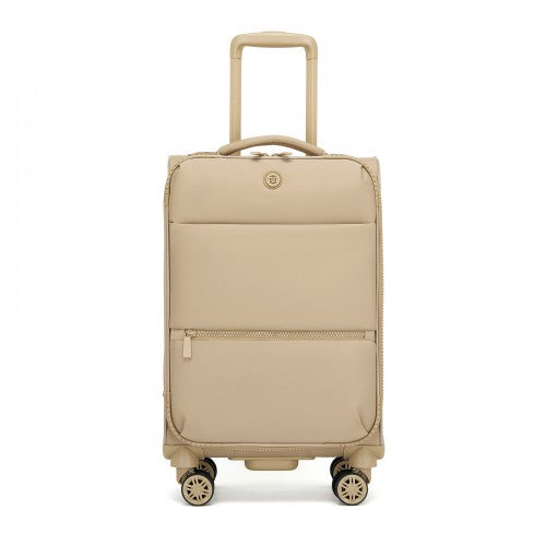 KSN2593 - Leichte Softshell-Walizka von 20 Zoll für Frauen mit Drehrollen und geräumigen Fächern - Khaki