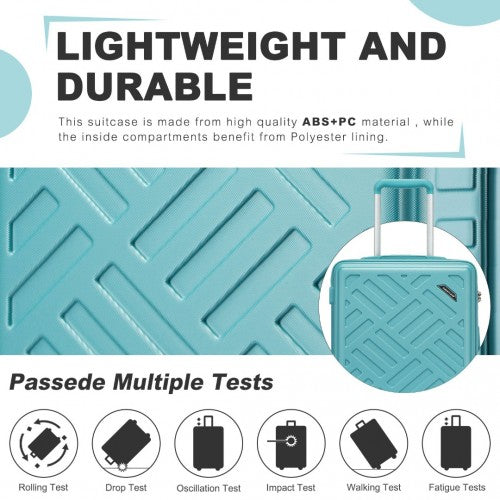 KSS2495 - Supercase 20 hüvelykes vékony, geometrikus mintás, kemény héjú ABS+PC kézipoggyász bőrönd TSA zárral - kék