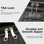 KSS2495 - Supercase 3-teiliges Hartschalen-Kofferset aus ABS+PC mit elegantem geometrischem Muster und TSA-Schloss für müheloses Reisen – Schwarz