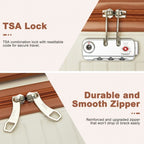 KSS2495 - Supercase 28 Zoll Schalenkoffer mit elegantem geometrischen Muster aus ABS+PC und TSA-Schloss für müheloses Reisen - Creme und Braun