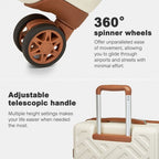 KSS2495 - Supercase 28 Zoll Schalenkoffer mit elegantem geometrischen Muster aus ABS+PC und TSA-Schloss für müheloses Reisen - Creme und Braun