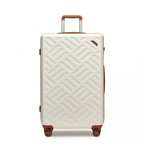 KSS2495 - Supercase 28 Zoll Schalenkoffer mit elegantem geometrischen Muster aus ABS+PC und TSA-Schloss für müheloses Reisen - Creme und Braun