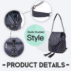 Miss Lulu Totenkopf-Nieten Rucksack Schultertasche