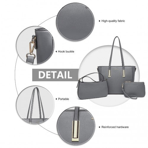 Miss Lulu 3 Stück Kontrast Leder Einkaufstaschen-Set